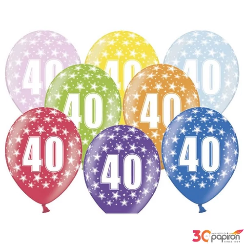 Lufi metál évszámos 40-es 30cm vegyes színekben 5db/cso.