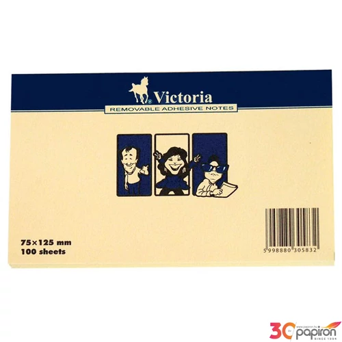 Öntapadós jegyzetömb 75x125 Victoria öntapadós sárga 100lap/csom