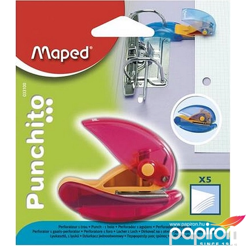 Lyukasztó Maped Punchito egylyukú 5lap műanyag rózsaszín Irodai kisgépek MAPED 033100