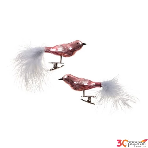 Madár csipeszes pink Fényes üveg 12cm