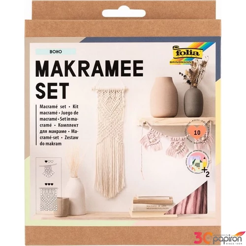 Makramé készítő szett Folia 10db-os BOHO (fonal,fa gyöngy,fapálcika)