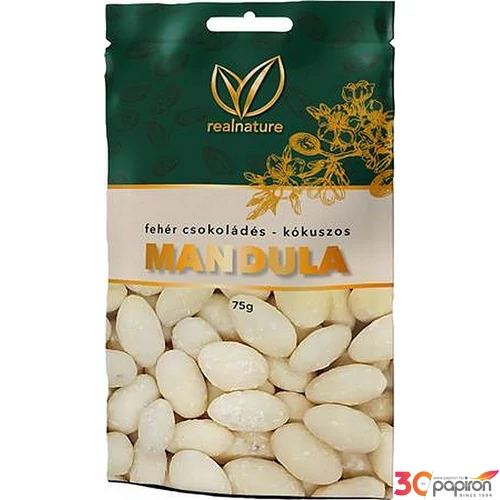Mandula 75 g REAL NATURE kókuszos-fehércsokoládés