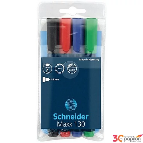 Alkoholos marker Schneider Maxx 130 1-3mm kúpos 4színű készlet Írószerek SCHNEIDER 113094
