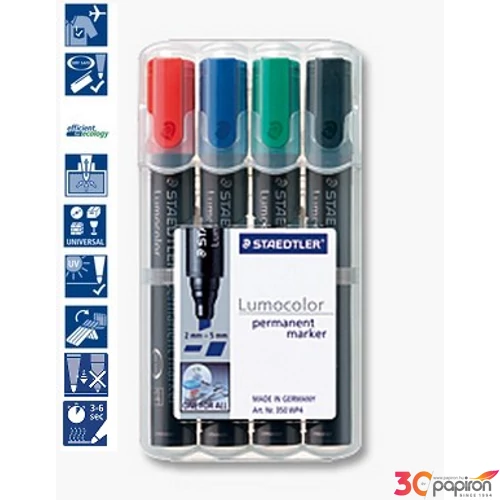 Alkoholos marker Staedtler Lumocolor 350' 2-5mm vágott hegyű 4színű Írószerek STAEDTLER 350 WP4