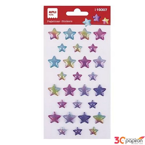 Matrica Apli domború, Kids Stickers, tündöklő csillagok