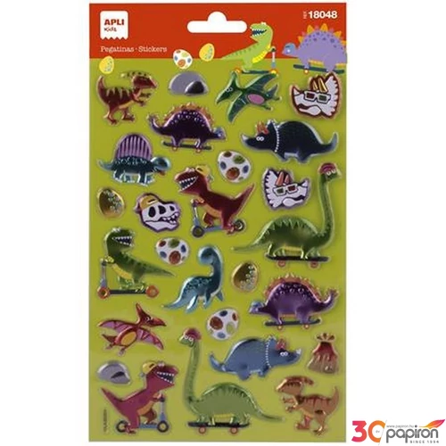 Matrica Apli fémes hatású, Kids Stickers, dínó