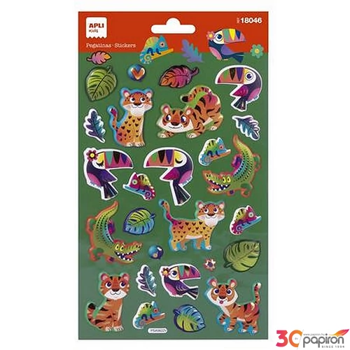 Matrica Apli fémes hatású, Kids Stickers, dzsungel