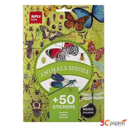 Matrica Apli újra felhasználható, 50 db Kids Stickers rovarok