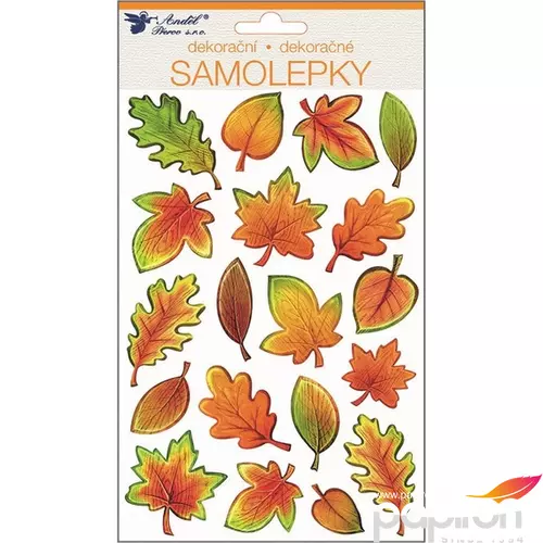 Matrica dekor őszi élénk őszies erezetes dombor fa levelek 25x14cm-es Őszi mintás ablak dekoráció!