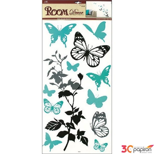 Matrica, falmatrica Samolepka, rózsás-lepkés-pillangós kb. 69x32cm-es