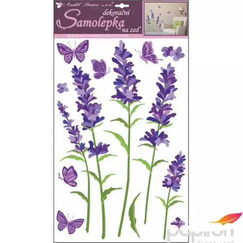 Matrica, falmatrica Samolepka, virágos-lepkés-pillangós kb. 69x32cm-es
