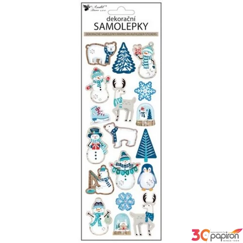 Matrica karácsonyi 3D jegesmedvék, 10,5 x 30,5 cm karácsonyi motívumok
