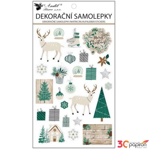 Matrica karácsonyi 3D Rénszarvask, 14,5 x 25 cm karácsonyi motívumok