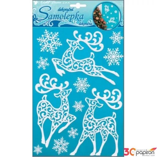 Matrica karácsonyi csillámos hó effektussal 26 x 18,5 cm karácsonyi motívumok