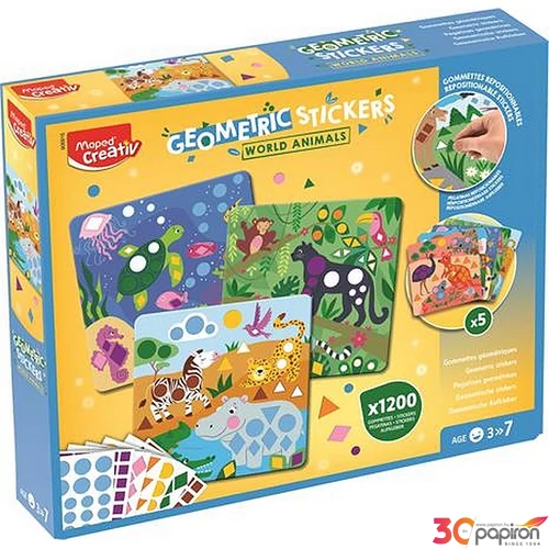 Matrica készlet geometriai MAPED CREATIV "Geometric Stickers" a világ állatai