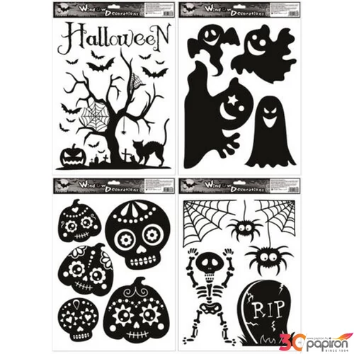 Ablakmatrica Halloween Ragasztó nélküli, 30x42 cm vegyes mintában, nem választható!