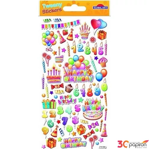 Matrica Tweeny Happy Birthday 9x17,5cm 