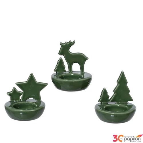 Mécsestartó karácsony 24' Porcelán, 3 féle 1db/ár 8.5cmx8.5cmx9cm sdkae