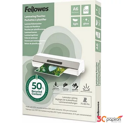 Meleglamináló fólia 80 mikron FELLOWES "Light A6 fényes 100 db