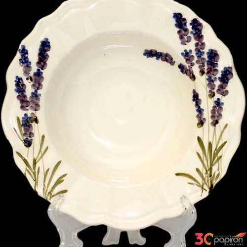 Tányér mély porcelán 24x5cm levendulás kézzel festett
