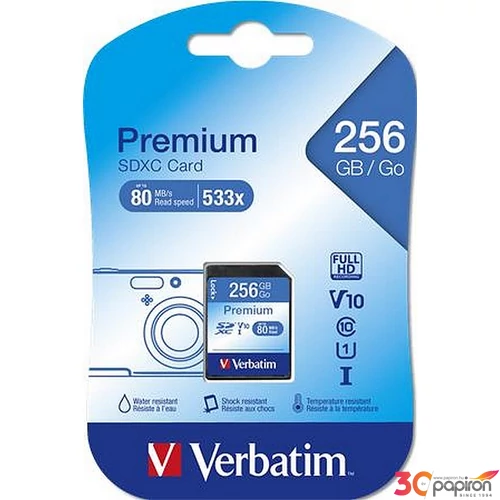 Memóriakártya SDXC 256GB VERBATIM Premium 45/10MB/s Adattárolók VERBATIM 44026