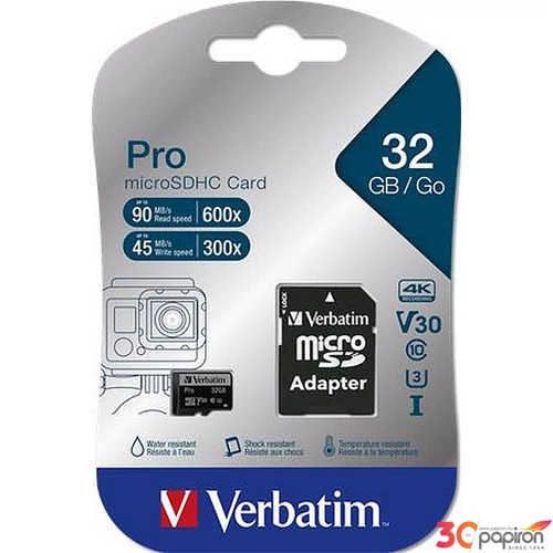 Memóriakártya microSDHC 32GB VERBATIM Premium adapterrel 90/45MB/s Adattárolók VERBATIM 47041