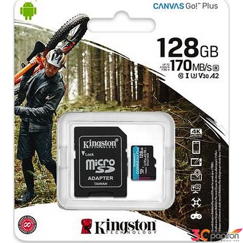 Memóriakártya microSDXC 128GB C10/UHS-I/U3/V30/A2 adapter KINGSTON Canvas Go! Plus