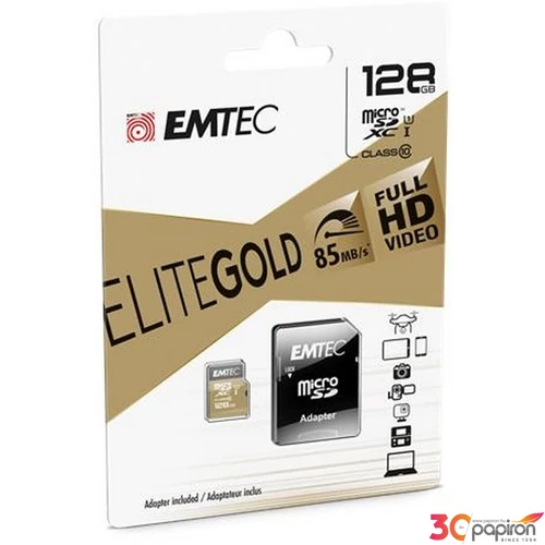 Memóriakártya microSDXC 128GB UHS-I/U1 85/20 MB/s adapter EMTEC Elite Gold
