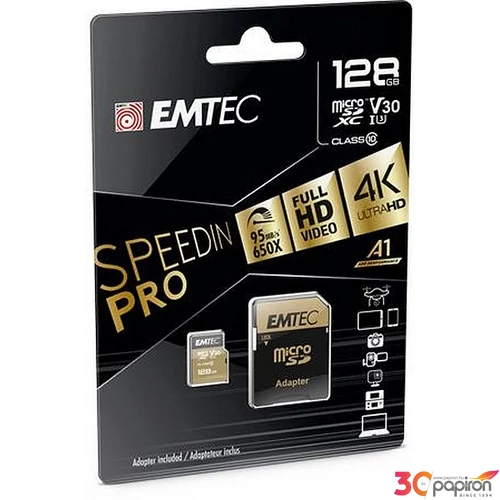 Memóriakártya microSDXC 128GB UHS-I/U3/V30/A2 100/95 MB/s adapter EMTEC SpeedIN