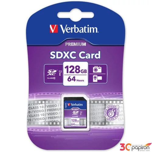 Memóriakártya microSDXC 128GB VERBATIM Premium adapterrel 70/10MB/s Adattárolók VERBATIM 44085