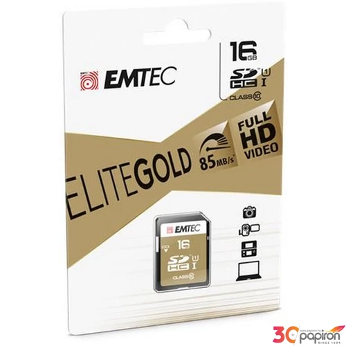 Memóriakártya SDHC 16GB UHS-I/U1 85/20 MB/s EMTEC Elite Gold