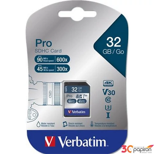Memóriakártya SDHC 32GB VERBATIM PRO 90/45MB/s Adattárolók VERBATIM 47021