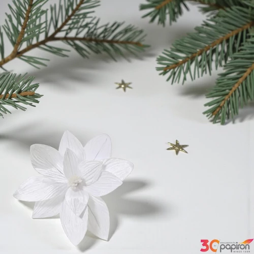 Mikulásvirág karácsonyi 24' csiptetős, glitteres, fehér 15cm sdkae