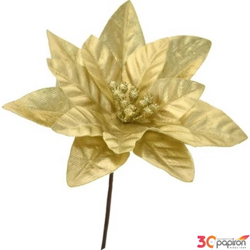 Mikulásvirág textil 21' betűzős, 16cm arany
