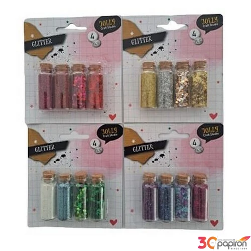 Glitterpor üvegben 4db-os, 4 féle