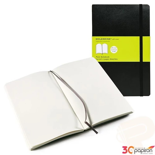 Moleskine Notesz fekete QP618 puha L sima kemény fedeles Notesz jegyzet