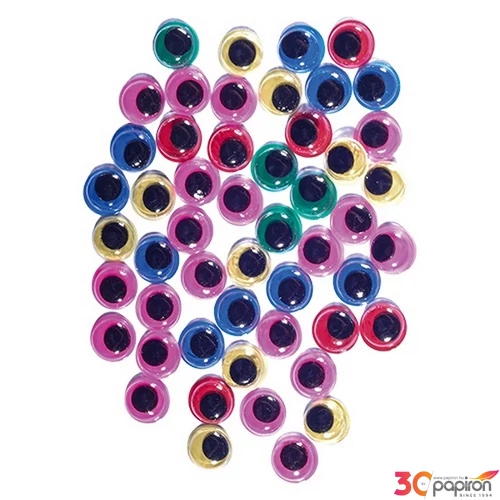 Mozgószem 10mm kerek Kreatív Junior, 50db/csomag, színes