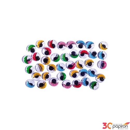Mozgószem szempillával 12mm Kreatív Junior színes, 40db/cso. 137089