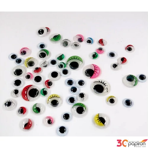 Mozgószem vegyes színes szett ragasztható különböző méretű 10db 8mm, 8db 10mm,5db 12mm, 3db 15mm