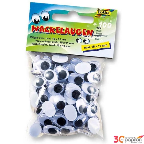 Műa.mozgó szemek ovális 15x11mm 100db/csomag 