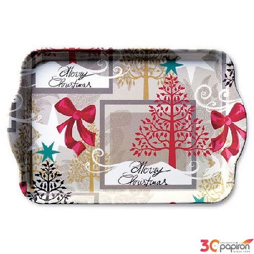 Műanyag kistálca 13x21cm karácsonyi mintával Modern X-mas