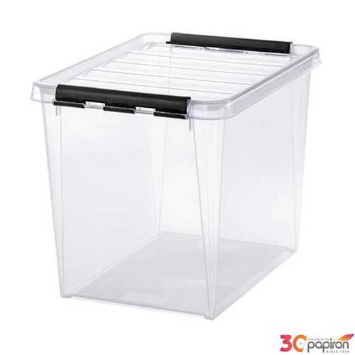 Műanyag tárolódoboz 25liter fekete fogantyúkkal SMARTSTORE Classic 16 átlátszó