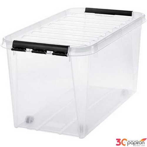 Műanyag tárolódoboz 70liter fekete fogantyúkkal SMARTSTORE Classic 70 átlátszó