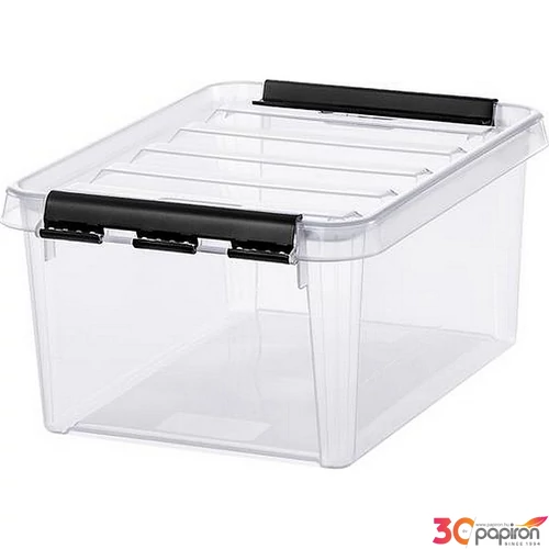 Műanyag tárolódoboz 8liter fekete fogantyúkkal SMARTSTORE Classic 10 átlátszó