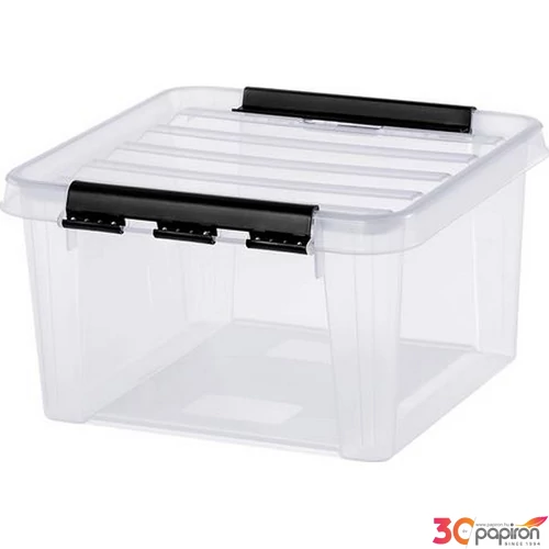 Műanyag tárolódoboz 8liter fekete fogantyúkkal SMARTSTORE Classic 12 átlátszó