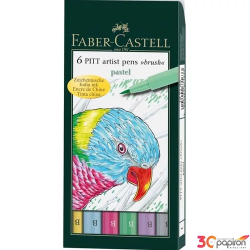 Faber-Castell művész filctoll Pitt Brush szett-B- 6db pasztell szín AG-művészfilc 167163