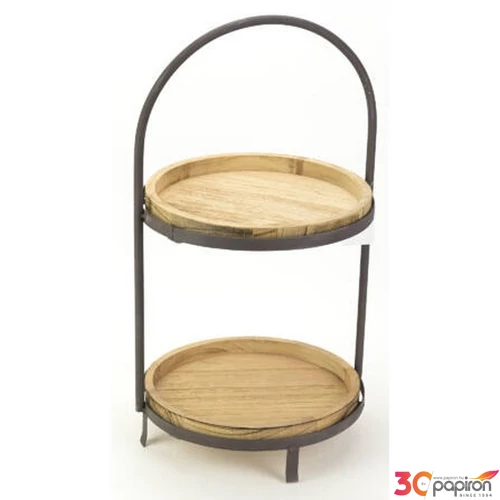 Kínálótál két emeletes 50cm magas, 29cm széles Tálca: átmérő: 26 cm, magasság: 2,5 cm