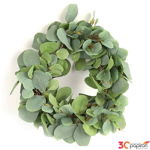 Selyemvirág - művirág koszorú Wreath eucalyptus s green Holland 40x40x10 SDDST53