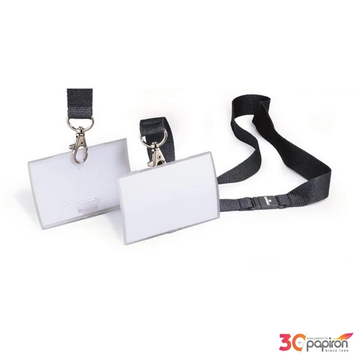 Névkitűző nyakbaakasztóval DURABLE CLICK FOLD 54x90mm áttetsző