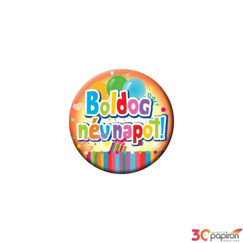 Party kitűző névnapi 5,5cm Boldog névnapot... színes